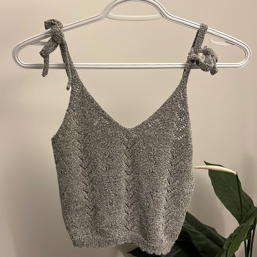 Sheer gray crop top